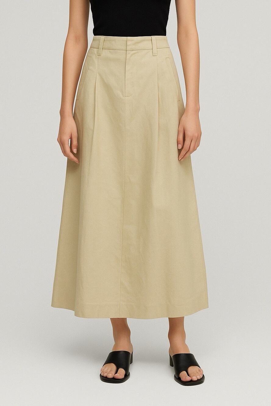 Massimo Dutti Khaki Midi Skirt Business, Casual Capsule Preppy Size XS NWT $149
